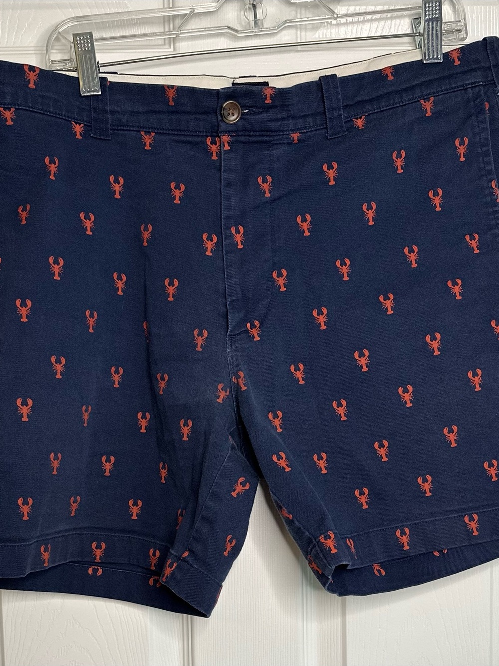 J. Crew Navy Blue Shorts with Red Lobster Embroidery